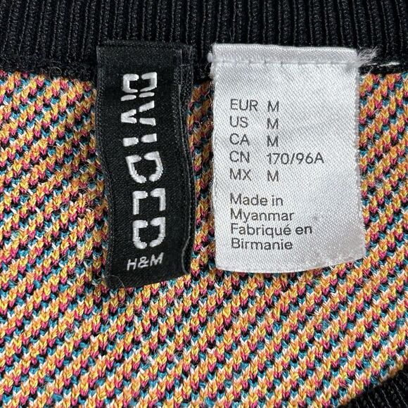 VTG Divided Sweater Women’s Sz M Y2K Multicolor Aztec Graphics 80’s 90’s - Picture 6 of 10